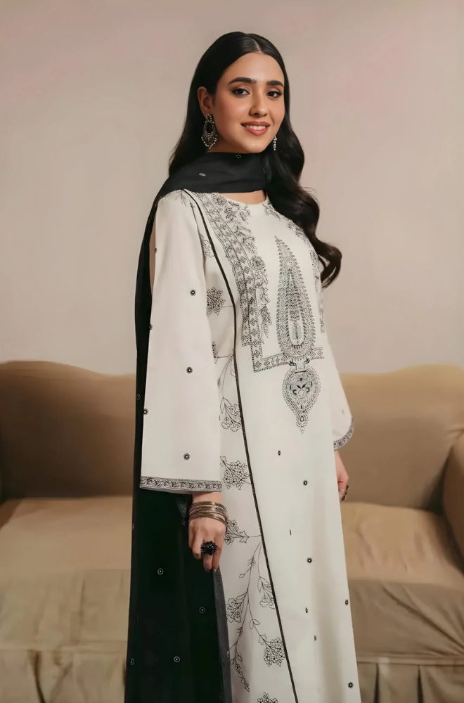 Nishat - 3PC Unstitched Dhanak Embroidered Shirt with Embroidered Dhanak Dupatta and Trouser - ES 2126
