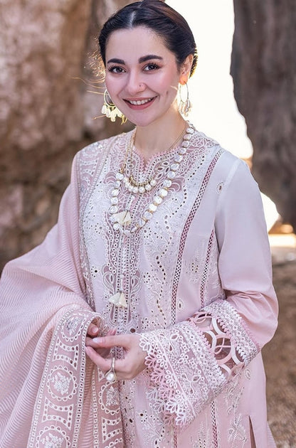 Qalamkaar - 3PC Unstitched Lawn Heavy Embroidered Shirt with Embroidered Khaddi Net Dupatta - ES1090