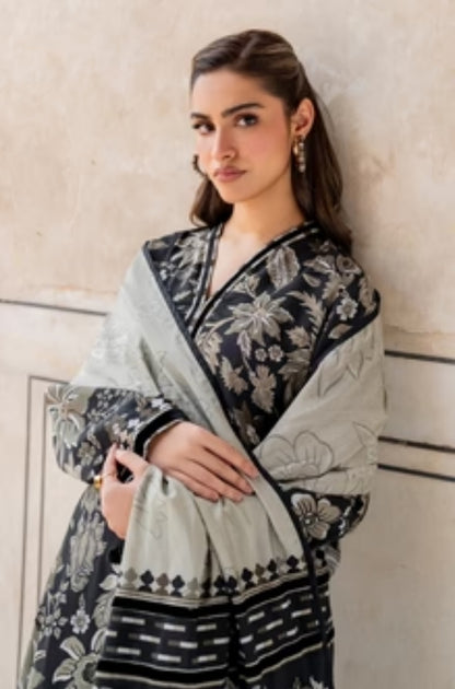 Baroque - 3PC Unstitched Printed Karandi Shirt with Printed Karandi Dupatta and Same Printed Trouser - ES1166