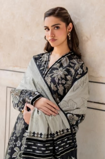 Baroque - 3PC Unstitched Printed Karandi Shirt with Printed Karandi Dupatta and Same Printed Trouser - ES1166