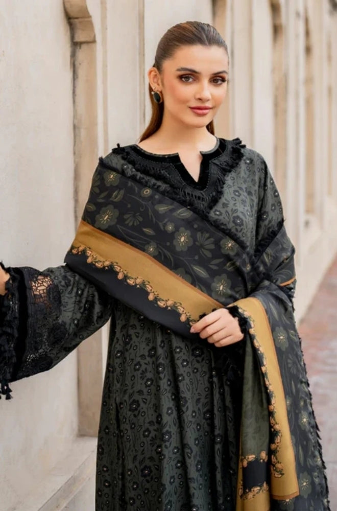 Baroque - 3PC Unstitched Printed Karandi Shirt with Printed Karandi Dupatta and Same Printed Trouser - ES1178