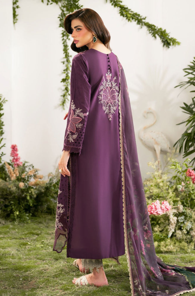 Iznik - 3PC Unstitched Lawn Embroidered Shirt with Printed Chiffon Dupatta - ES 2165