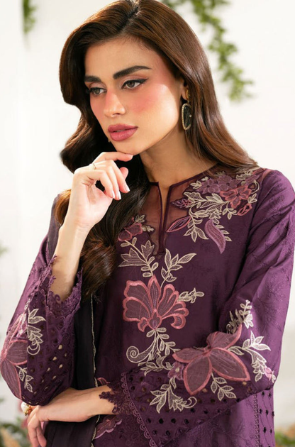 Iznik - 3PC Unstitched Lawn Embroidered Shirt with Printed Chiffon Dupatta - ES 2165