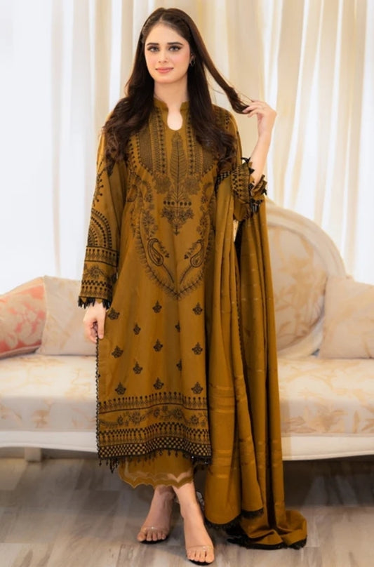 Libaas - Lawn 3PC Unstitched Embroidered Shirt with Embroidered Chiffon Dupatta - ES1233