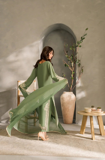 MIRANA - 3PC Unstitched Lawn Embroidered Shirt with Embroidered Crinkle Dupatta - ES 2185