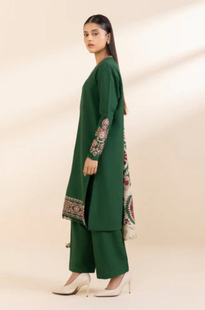 Sapphire - 3PC Unstitched Khaddar Embroidered Front with Digital Printed Shawl and Plain Trouser - ES1213