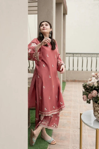 Urge - 2PC Unstitched dhanak Embroidered Shirt with dhanak Embroidered Trousers - ES1079