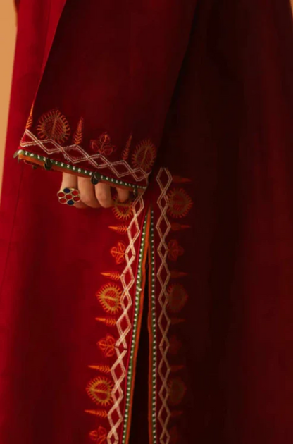 Embroidered Dhanak Unstitched 3PC Set - ES1752