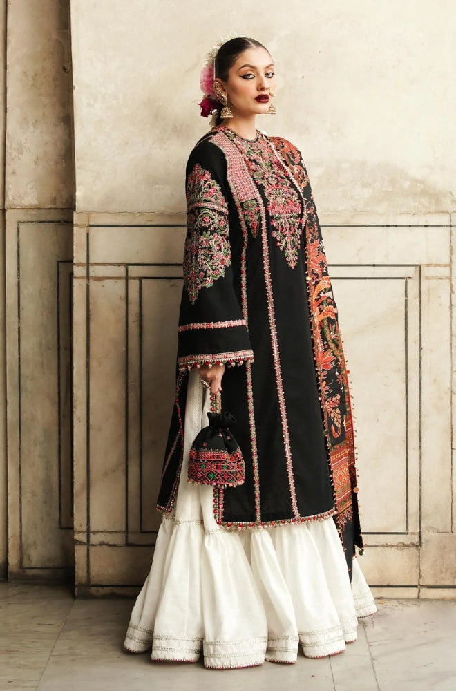 Hussain Rehar - 3PC Luxury Fully Embroidered Front With Digital Printed Shawl - ES 1797