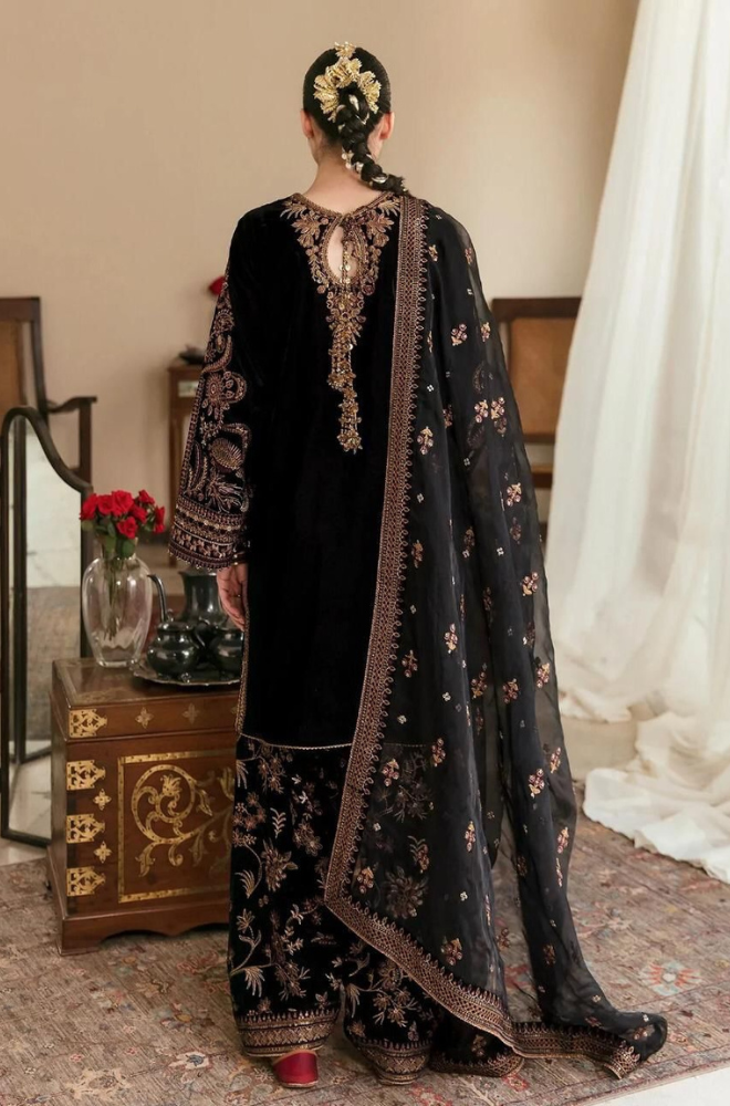 Baroque Jazmin Velvet Wedding Collection - Black Fabric - ES 1739