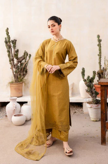 Batik - 3PC Unstitched Lawn Sequence Embroidered Shirt with Chiffon Sequence Embroidered Dupatta  - ES1155