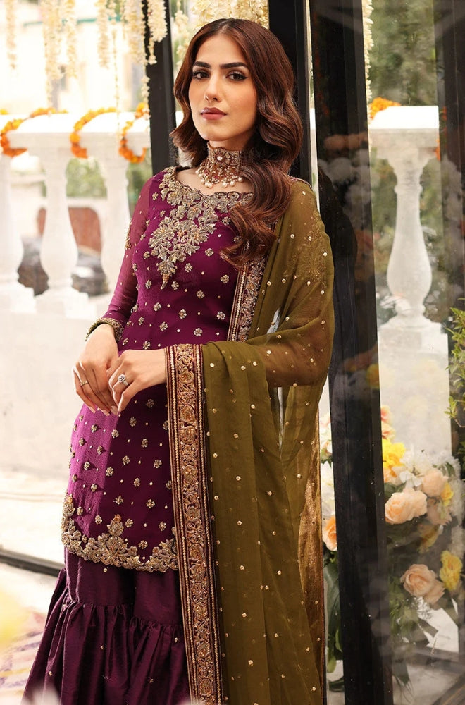 Aisha Imran - Neck Heavy Embroidered With Adda Front Full Embroidered Sequence With Full Embroidered With 2 Side Embroidered Border Dupatta - ES 2011