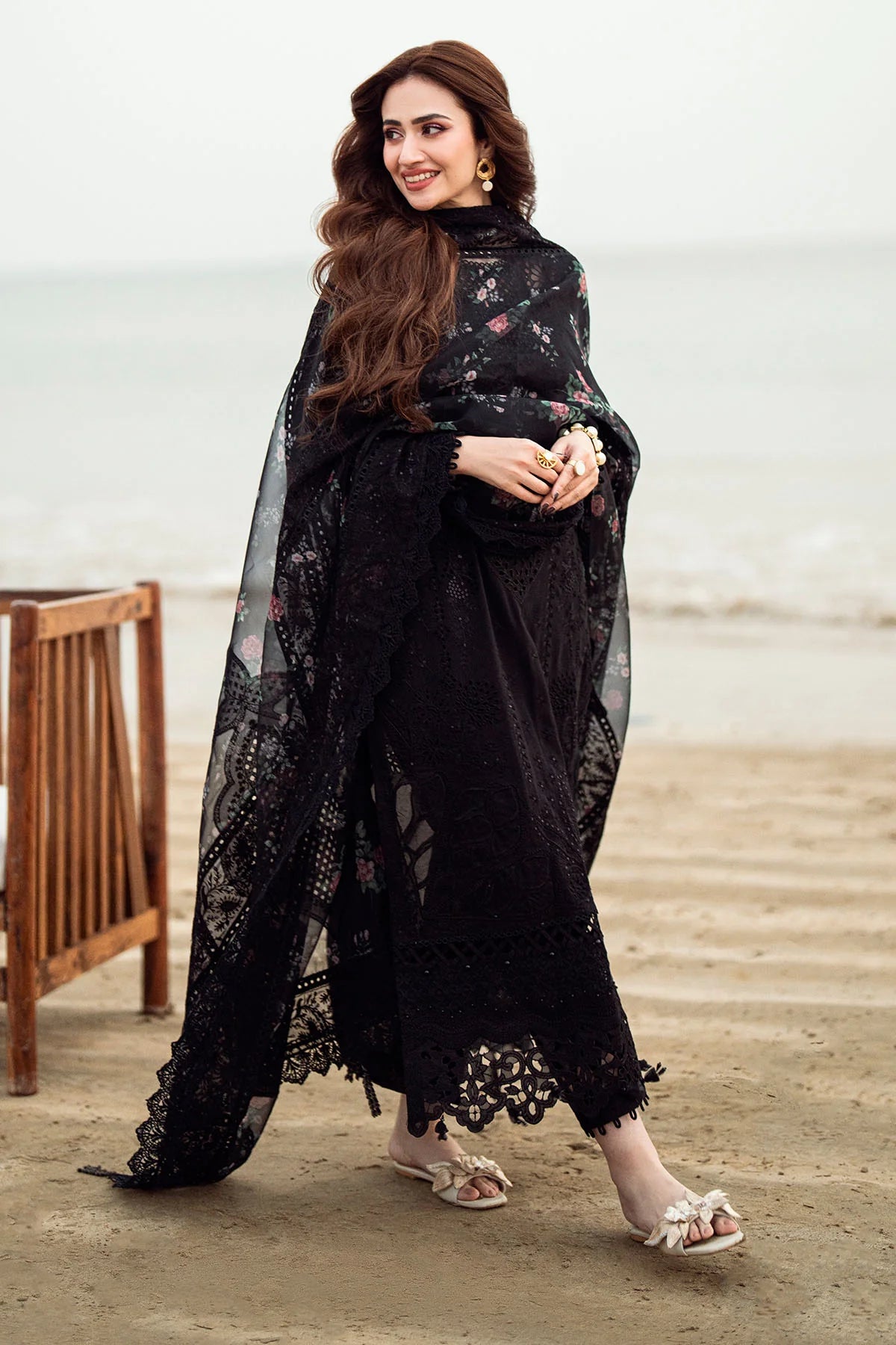 NUREH - 3PC UNSTITCHED LAWN EMBROIDERED SHIRT WITH CHIFFON PRINTED EMBROIDERED DUPATTA AND TROUSER - ES 1313