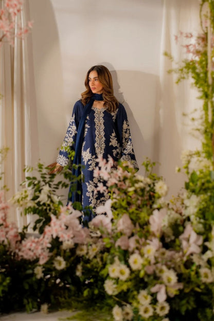 Batik - 3PC Unstitched Lawn Embroidered Shirt with Embroidered Crinkle Dupatta and Trouser - ES 2224