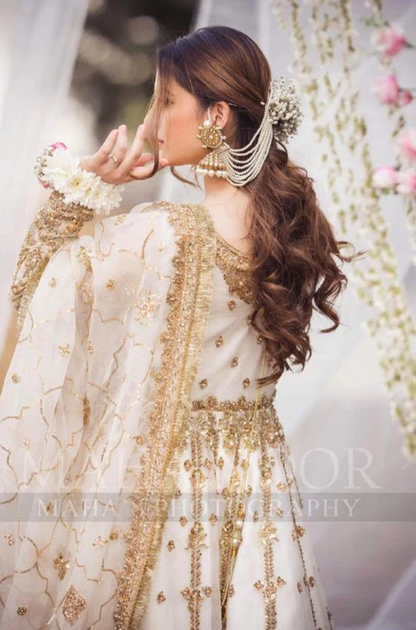 HIRA MANI - 3PC Unstitched Net Sequence Luxury Embroidered Maxi Wedding Collection - ES 2030
