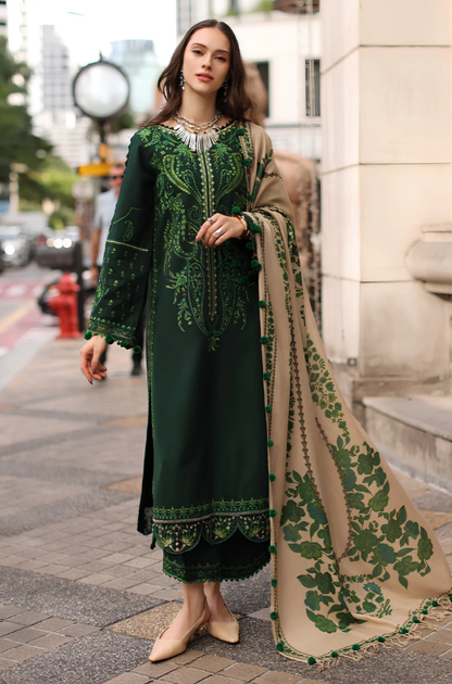 Charizma - 3PC Unstitched Dhanak Embroidered Shirt with Pashmina Printed Dupatta and Trouser -ES 8002