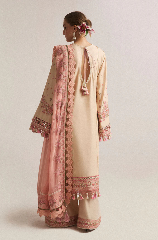 Hussain Rehar - 3PC Unstitched Dhanak Embroidered Shirt with Digital Printed shawl and Embroidered Trouser- ES 1709