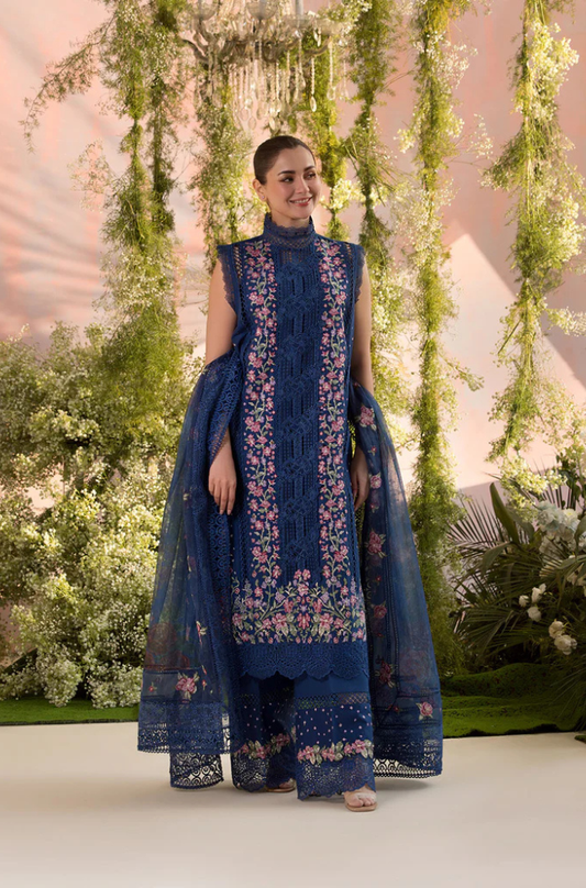 Sobia Nazir - 3PC Unstitch Lawn Embroidered Shirt with Embroidered Bamber Chiffon Dupatta - ES 2154