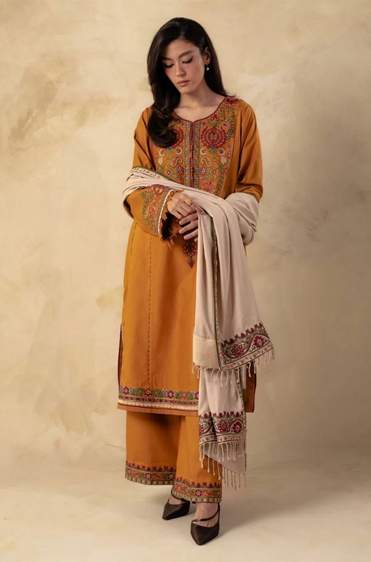 ZARA SHAHJAHAN - 3PC DHANAK EMBROIDERED-ES0009