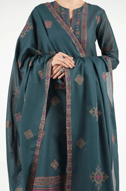 Bareeze - 3PC Unstitched Dhanak Embroidered Shirt With Dhanak Embroidered Shawl and Trouser - ES 1792