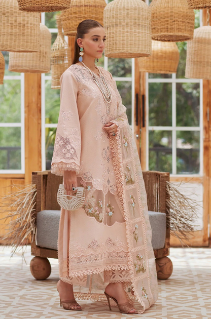 Crimson - 3PC Unstitched Lawn Embroidered Shirt with Printed Chiffon Embroidered Dupatta - ES 2166