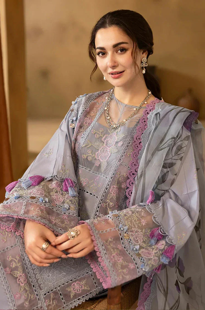 Saira Rizwan - 3PC Unstitched Lawn Embroidered Shirt with Embroidered Chiffon Dupatta - ES 2168