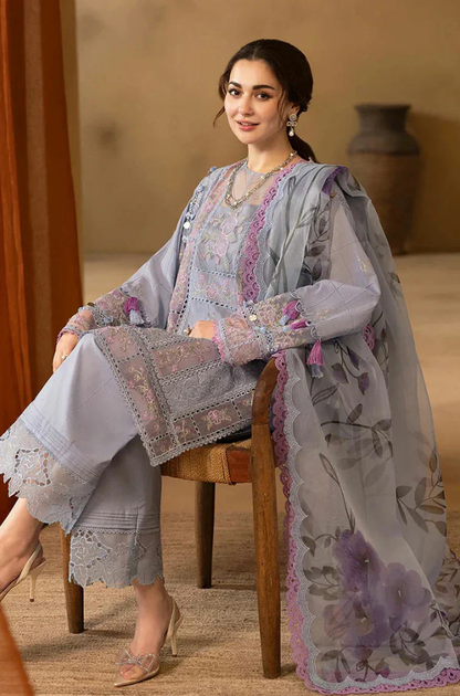 Saira Rizwan - 3PC Unstitched Lawn Embroidered Shirt with Embroidered Chiffon Dupatta - ES 2168