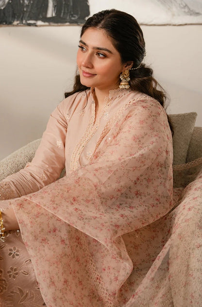 Cross Stitch - 3PC Unstitched Lawn Embroidered Shirt with Printed Cotton Net Dupatta - ES1141