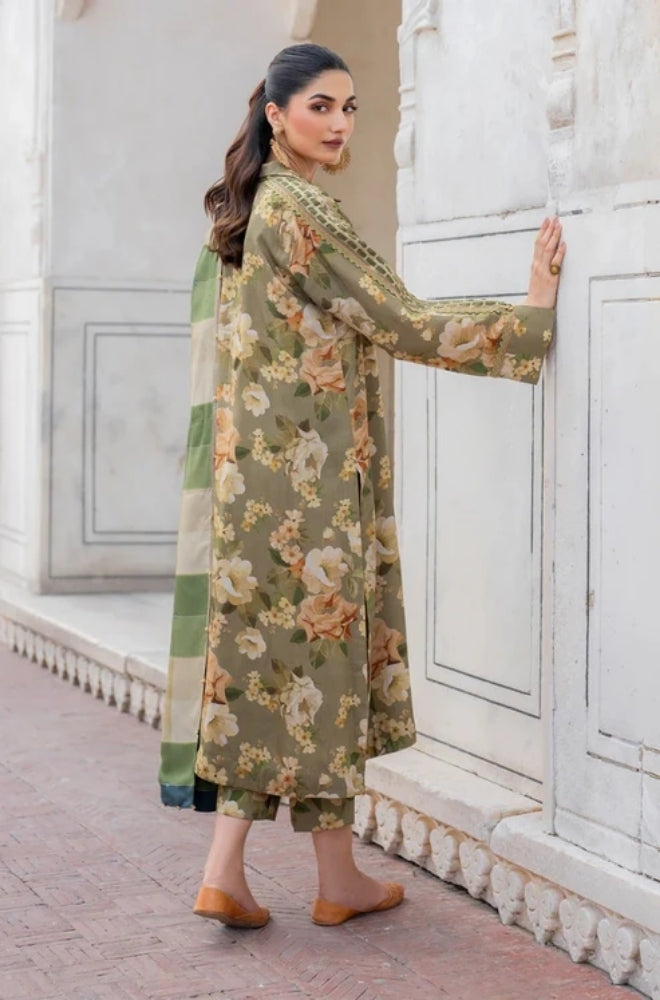 Baroque - 3PC Unstitched Printed Khaddar Shirt with Printed Khaddar Dupatta and Same Printed Trouser - ES1170