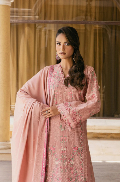 ELAF - 3PC Unstitched Lawn Embroidered Shirt with Embroidered Slub Net Dupatta - ES 2173