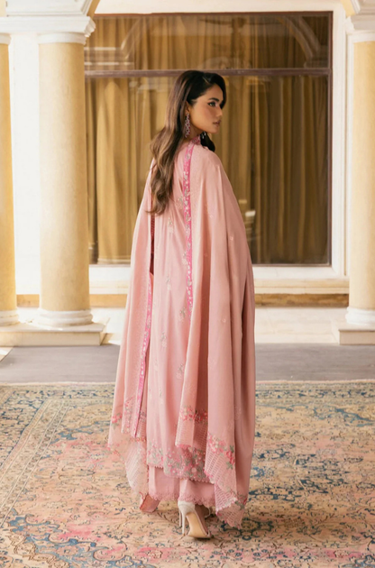 ELAF - 3PC Unstitched Lawn Embroidered Shirt with Embroidered Slub Net Dupatta - ES 2173