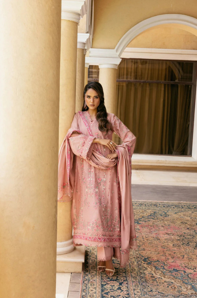 ELAF - 3PC Unstitched Lawn Embroidered Shirt with Embroidered Slub Net Dupatta - ES 2173