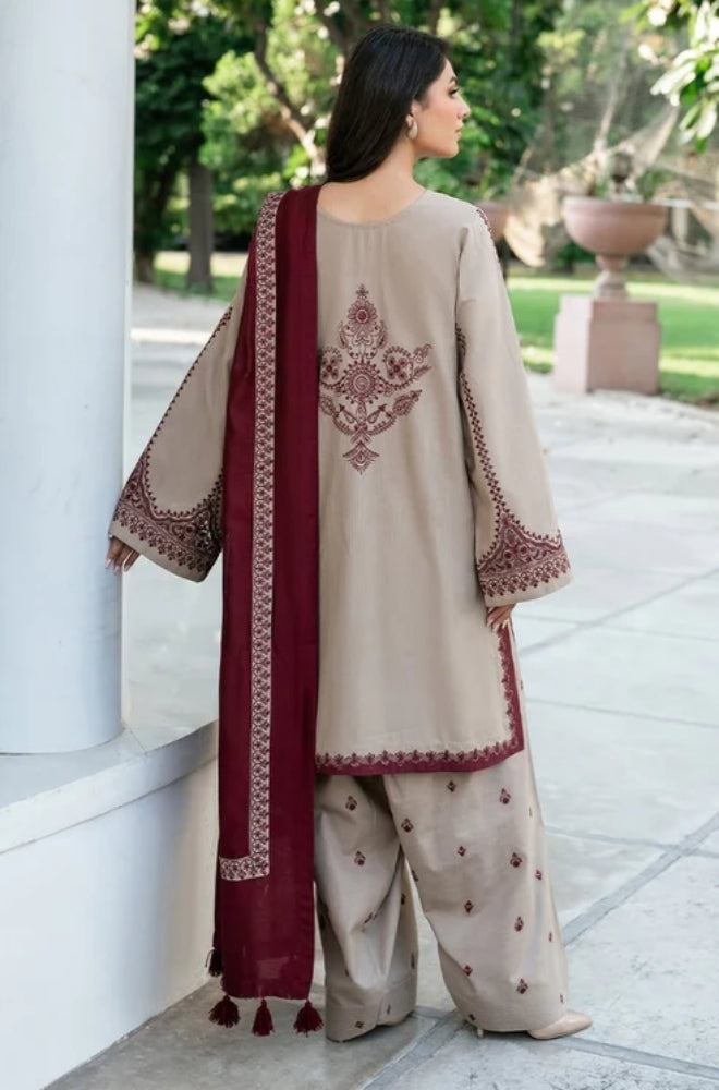 Baroque - Lawn 3PC Unstitched Embroidered Shirt with Embroidered Chiffon Dupatta - ES1238