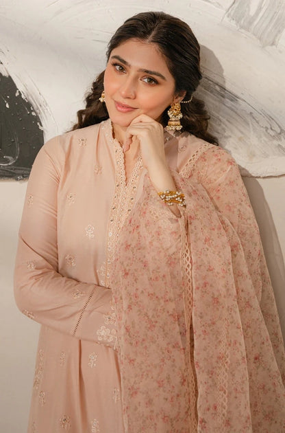 Cross Stitch - 3PC Unstitched Lawn Embroidered Shirt with Printed Cotton Net Dupatta - ES1141