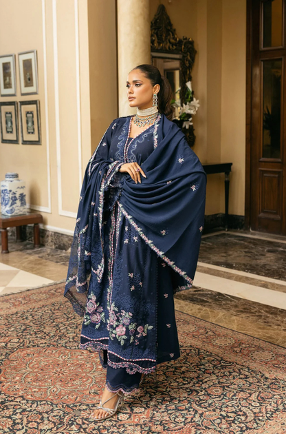 ELAF - 3PC Unstitched Lawn Embroidered Shirt with Embroidered Slub Net Dupatta - ES 2174