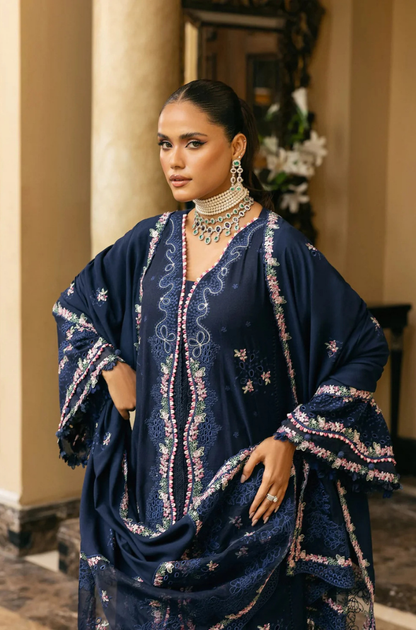 ELAF - 3PC Unstitched Lawn Embroidered Shirt with Embroidered Slub Net Dupatta - ES 2174