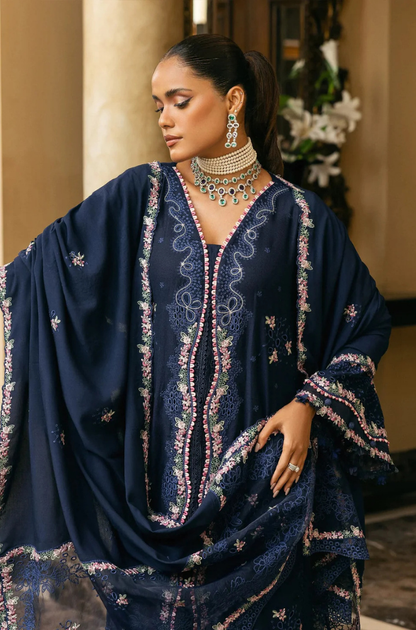 ELAF - 3PC Unstitched Lawn Embroidered Shirt with Embroidered Slub Net Dupatta - ES 2174
