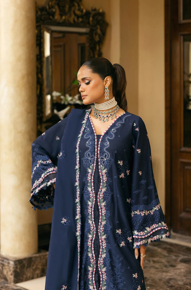 ELAF - 3PC Unstitched Lawn Embroidered Shirt with Embroidered Slub Net Dupatta - ES 2174