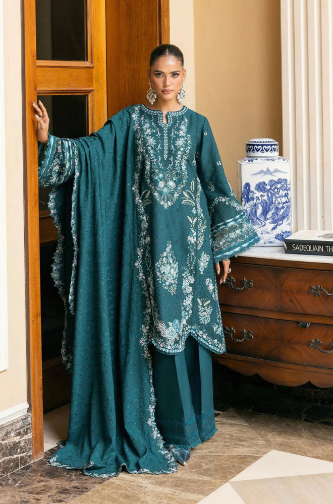 ELAF - 3PC Unstitched Lawn Embroidered Shirt with Embroidered Slub Net Dupatta - ES 2175