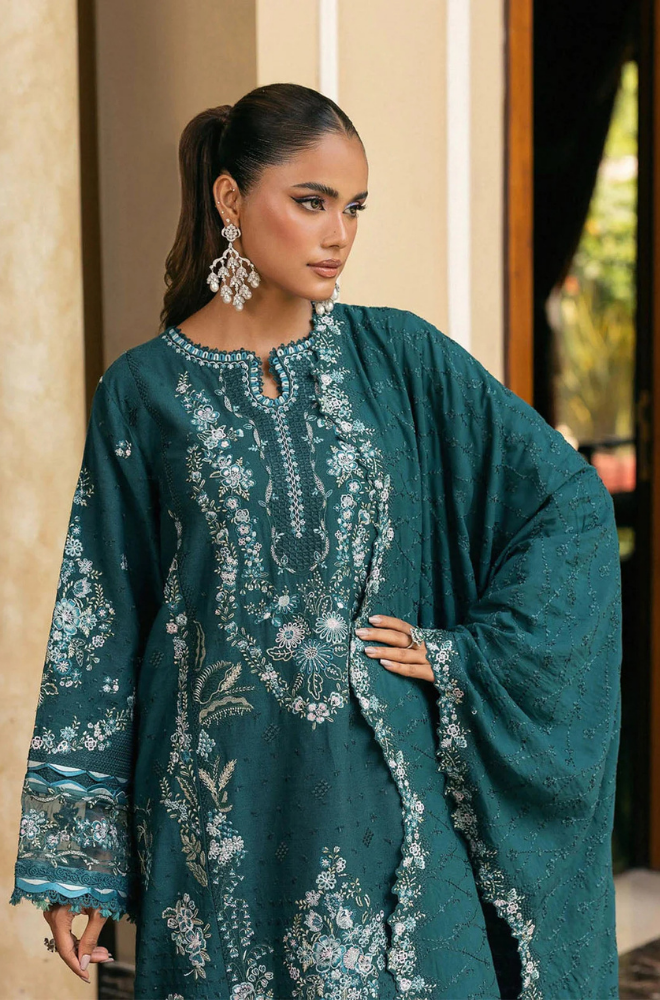ELAF - 3PC Unstitched Lawn Embroidered Shirt with Embroidered Slub Net Dupatta - ES 2175