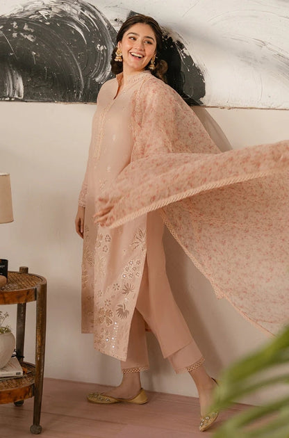 Cross Stitch - 3PC Unstitched Lawn Embroidered Shirt with Printed Cotton Net Dupatta - ES1141
