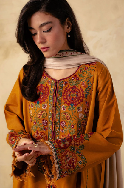 ZARA SHAHJAHAN - 3PC DHANAK EMBROIDERED-ES0009