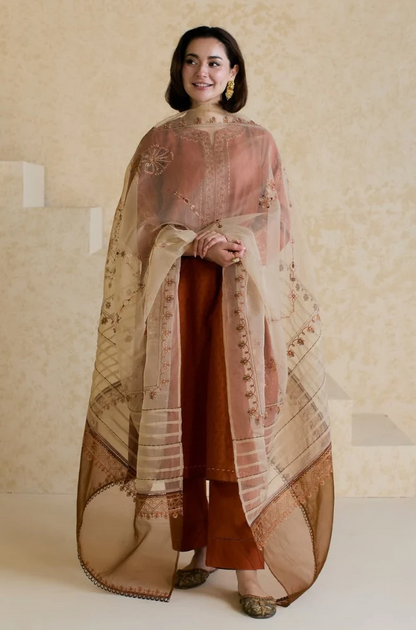 Mishkaa - 3PC Lawn Embroidered Shirt with Printed Chiffon Dupatta-ES1321