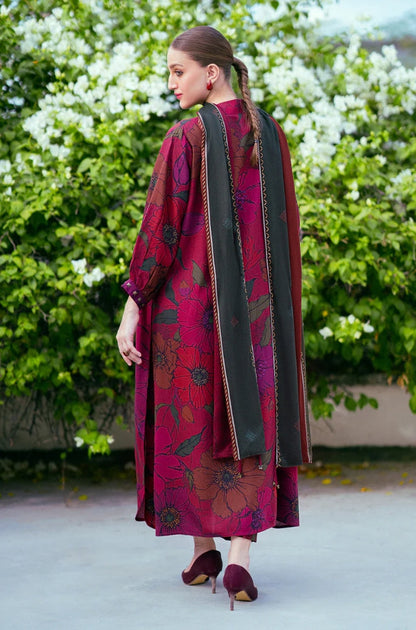 Baroque - 3PC Unstitched Printed Karandi Shirt with Printed Karandi Dupatta and Same Printed Trouser - ES1221