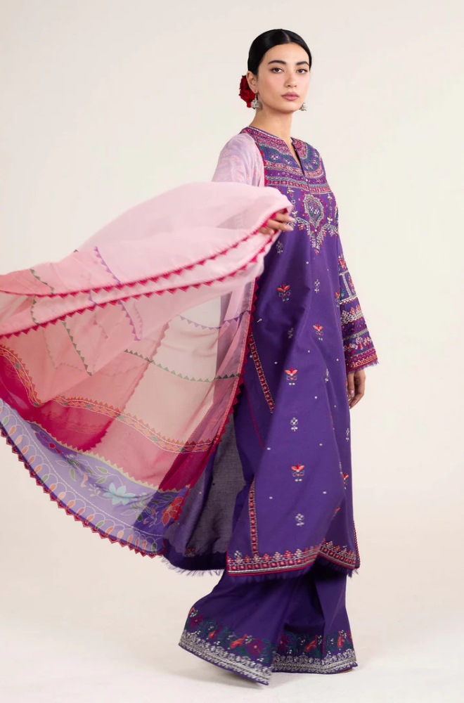 Zara-Shah Jahan - Embroidered Dhanak Unstitched 3PC Set - ES1763