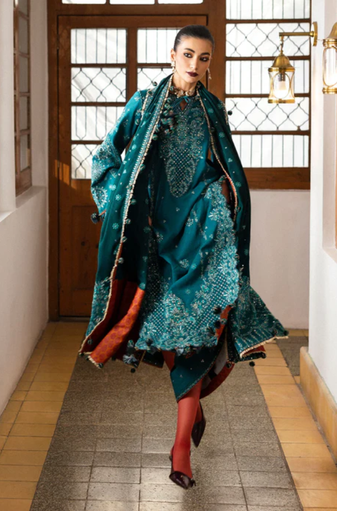 Embroidered Dhanak Unstitched 3PC Set - ES1758
