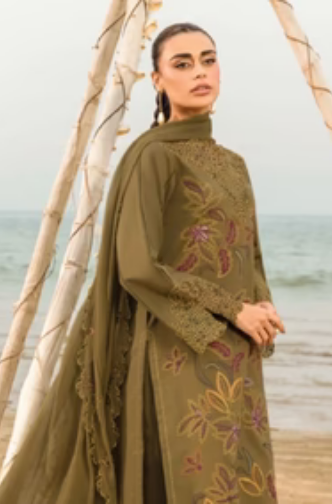 Rang Rasiya - 3PC Unstitched Lawn Embroidered Shirt with Printed Net Dupatta - ES 2163