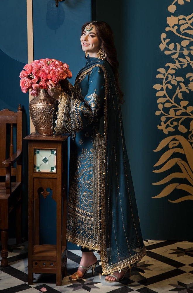 ASIM JOFA - Front Heavy Embroidery With Zari & Sequence Along With Daman & Chaki Patti With Chiffon Embroidery Dupatta - ES 2017