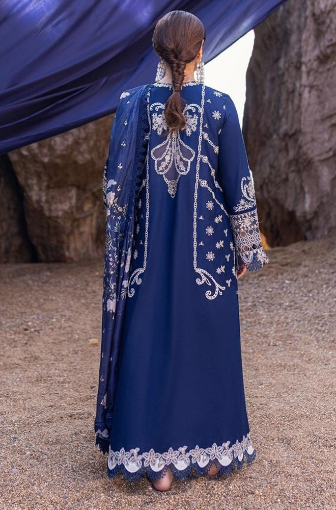 Qalamkaar - 3PC Unstitched Lawn Heavy Embroidered Shirt with Printed Slub Net Dupatta - ES1085