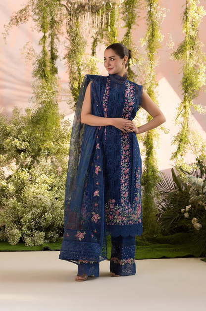 Sobia Nazir - 3PC Unstitch Lawn Embroidered Shirt with Embroidered Bamber Chiffon Dupatta - ES 2154